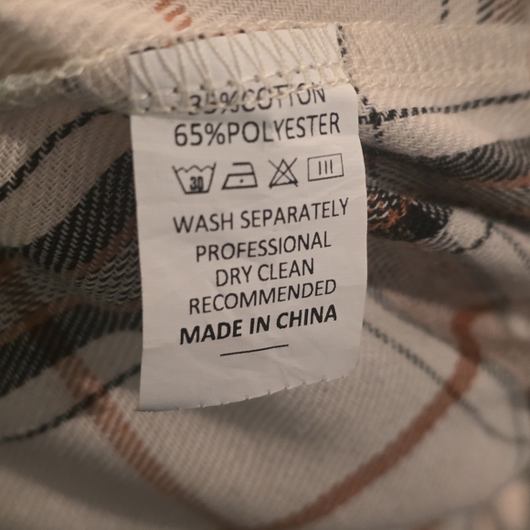 Women's Plaid Button Down Shirt - Cream and Brown - Picture 5 of 5